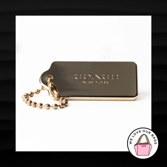 NEW Med COACH NEW YORK GOLD BRASS THICK METAL FOB BAG CHARM KEYCHAIN HANG TAG - Picture 3 of 3